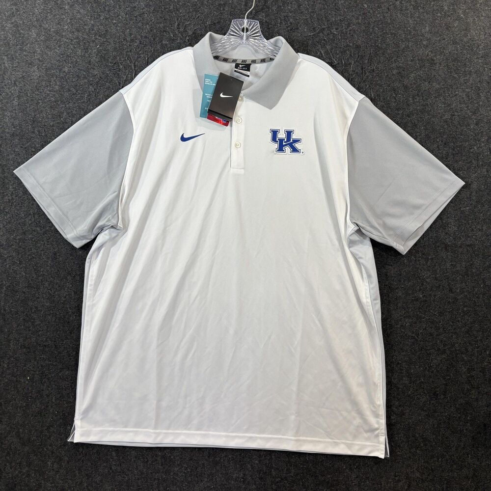 Kentucky Wildcats Polo Shirt Men's XXL White Gray Nike Dri-FIT Football UK